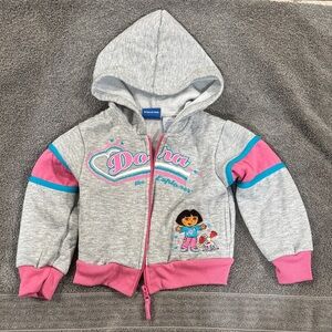 2006 Vintage Dora Explorer Kids Hoodie - Gray and Pink